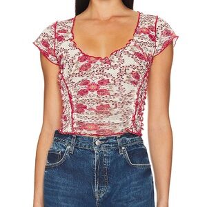 Free People red floral blouse